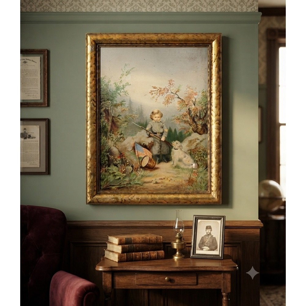 Antique 1869 Colton Zahm & Roberts Chromolithograph On Picket Guard Signed Frame